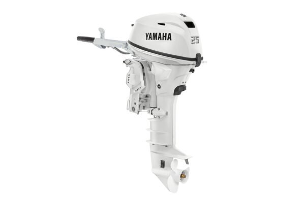 Yamaha 25hp Outboard | Tiller, Electric & Manual Start, 15" Shaft | White | F25SWTHC2